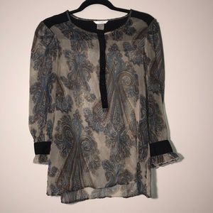 ESLEY Paisley Silky Sheer Shirt